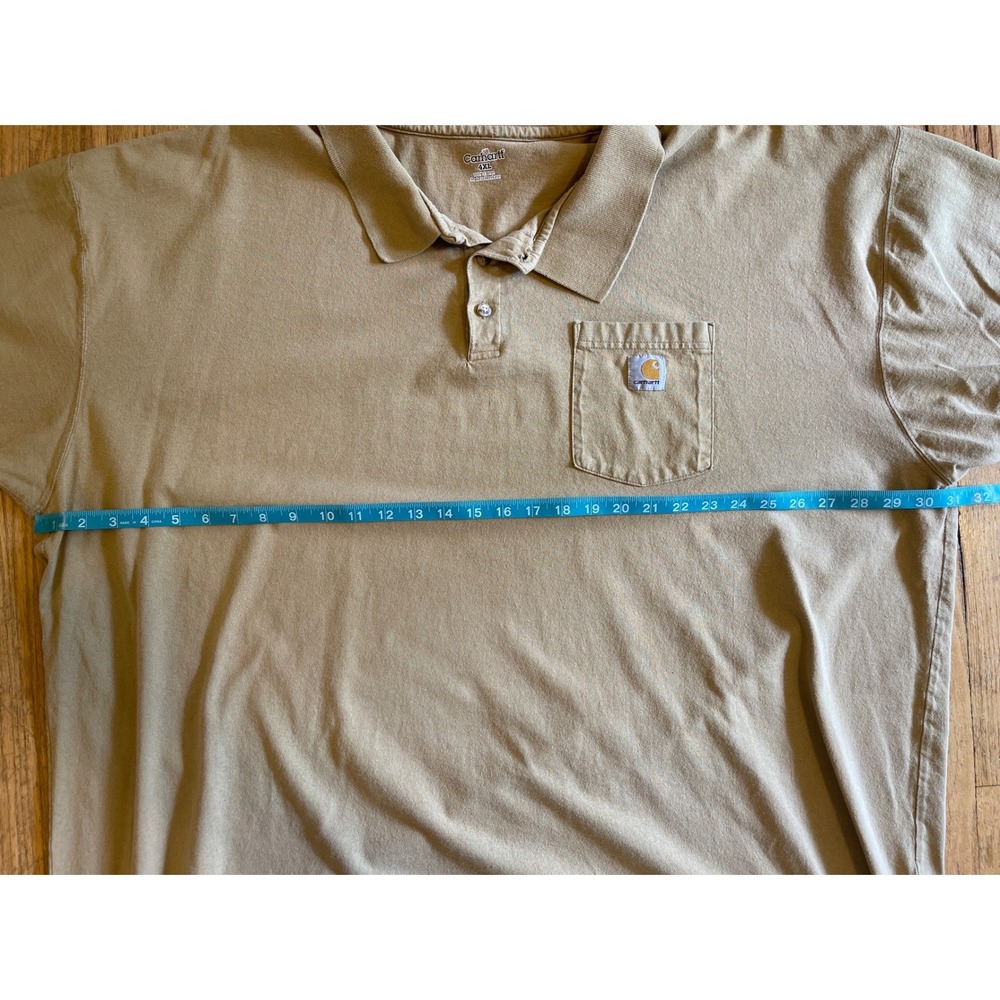 Carhartt 4XL Pocket Polo Mens Tan Cotton Short Sleeve Shirt Big Tall Original - Picture 3 of 7